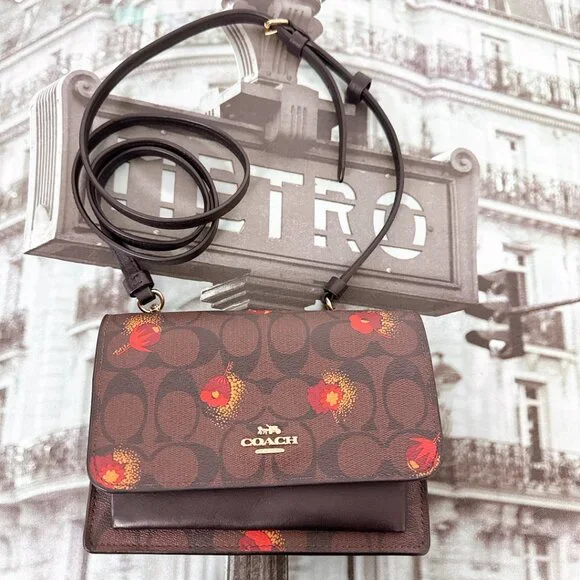 Coach C6040 Foldover Belt Bag In Signature Canvas With Pop Floral Print In Brown - Picture 2 of 9